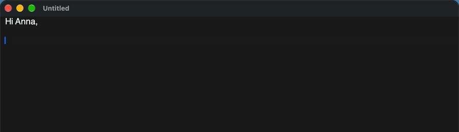 Dictating a sentence into TextEdit