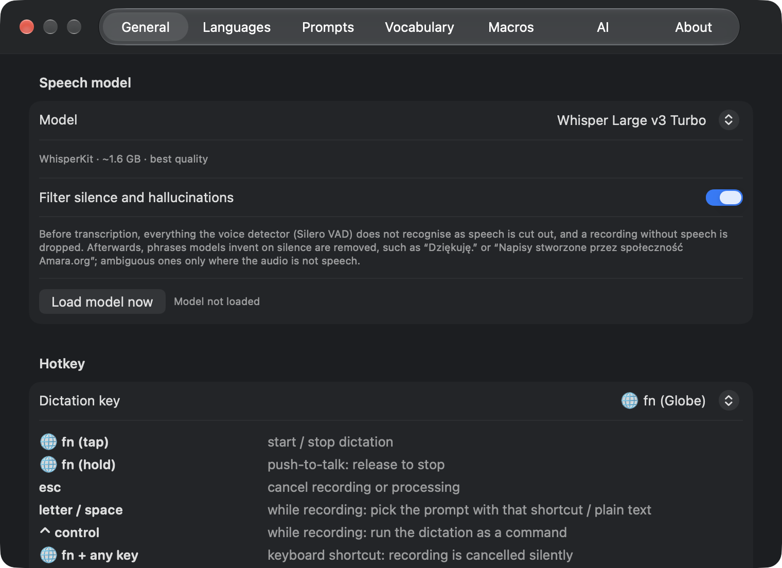 General settings